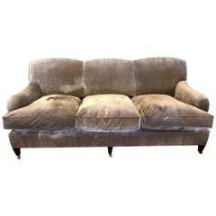 Luxurious Down Filled Taupe Silk Velvet George Smith Sofa