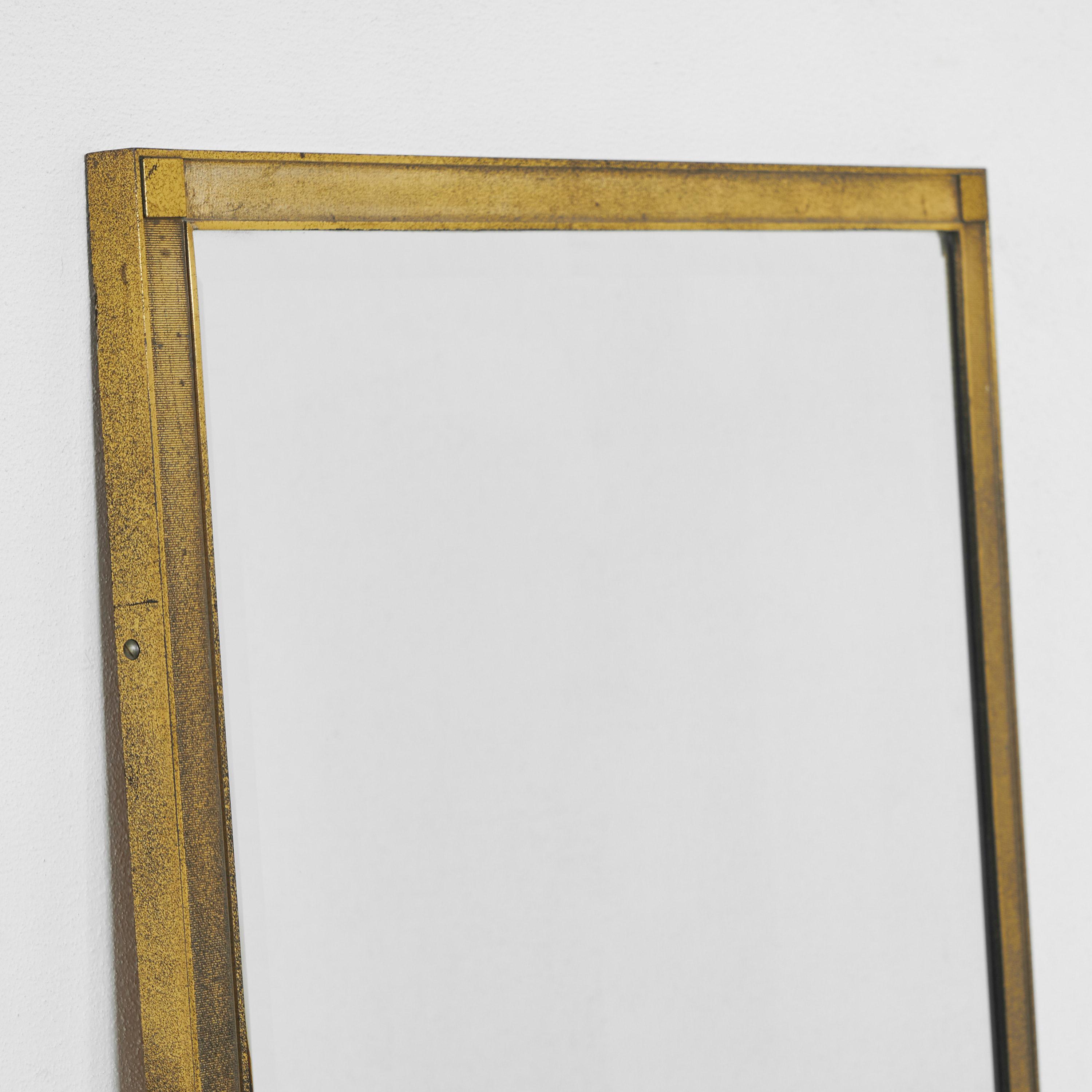European Luxurious Facetted Mirror in Patinated Brass 1960s For Sale