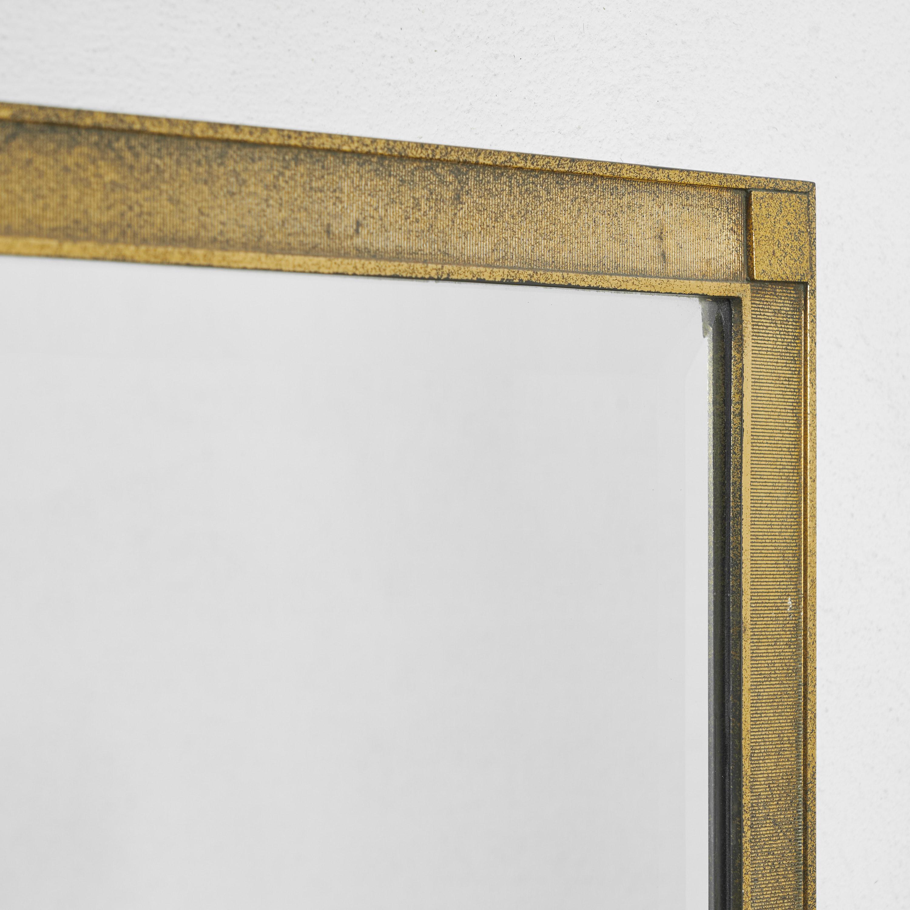 Luxurious Facetted Mirror in Patinated Brass 1960s In Good Condition For Sale In Tilburg, NL