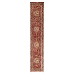 Luxurious Fine Floral Vintage Persian Silk Qum Hallway Runner Rug 2'8" x 13'