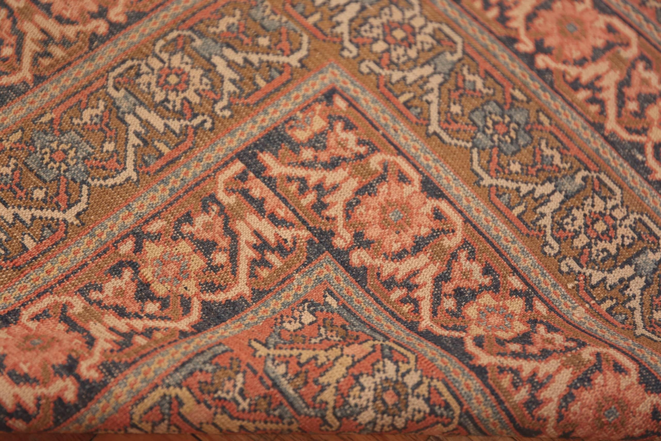 Luxurious Fine Silk Antique Persian Heriz Area Rug, Country Of Origin: Persia, Circa Date: 1870
