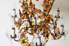 Luxurious Flower Basket Chandelier Made of  Amber Color Crystals