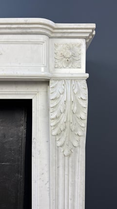 Luxurious French Antique Front Fireplace – Richly Detailed in Carrara Marble