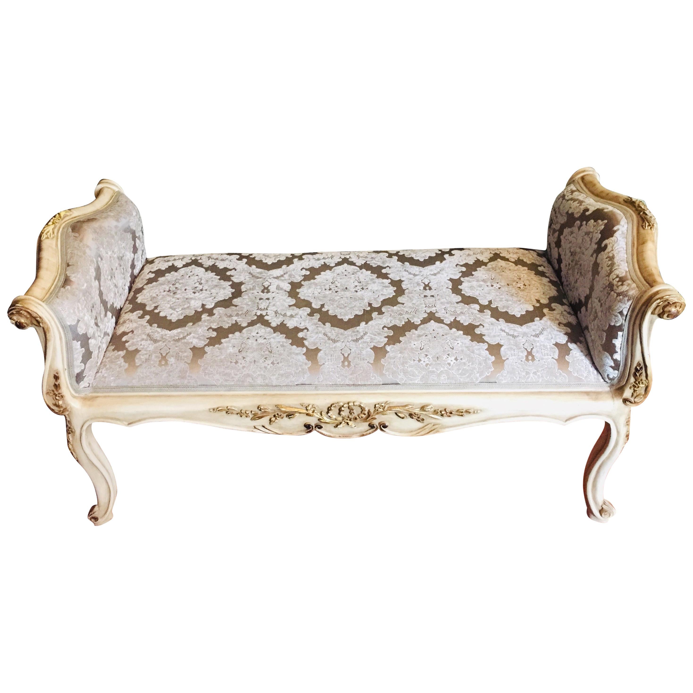 Luxurious French seating Bench Gondola in the antique Louis Seize XVI Style 