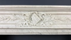 Luxurious French Louis XVI Fireplace Mantel in Carrara Marble with Rich Ornament