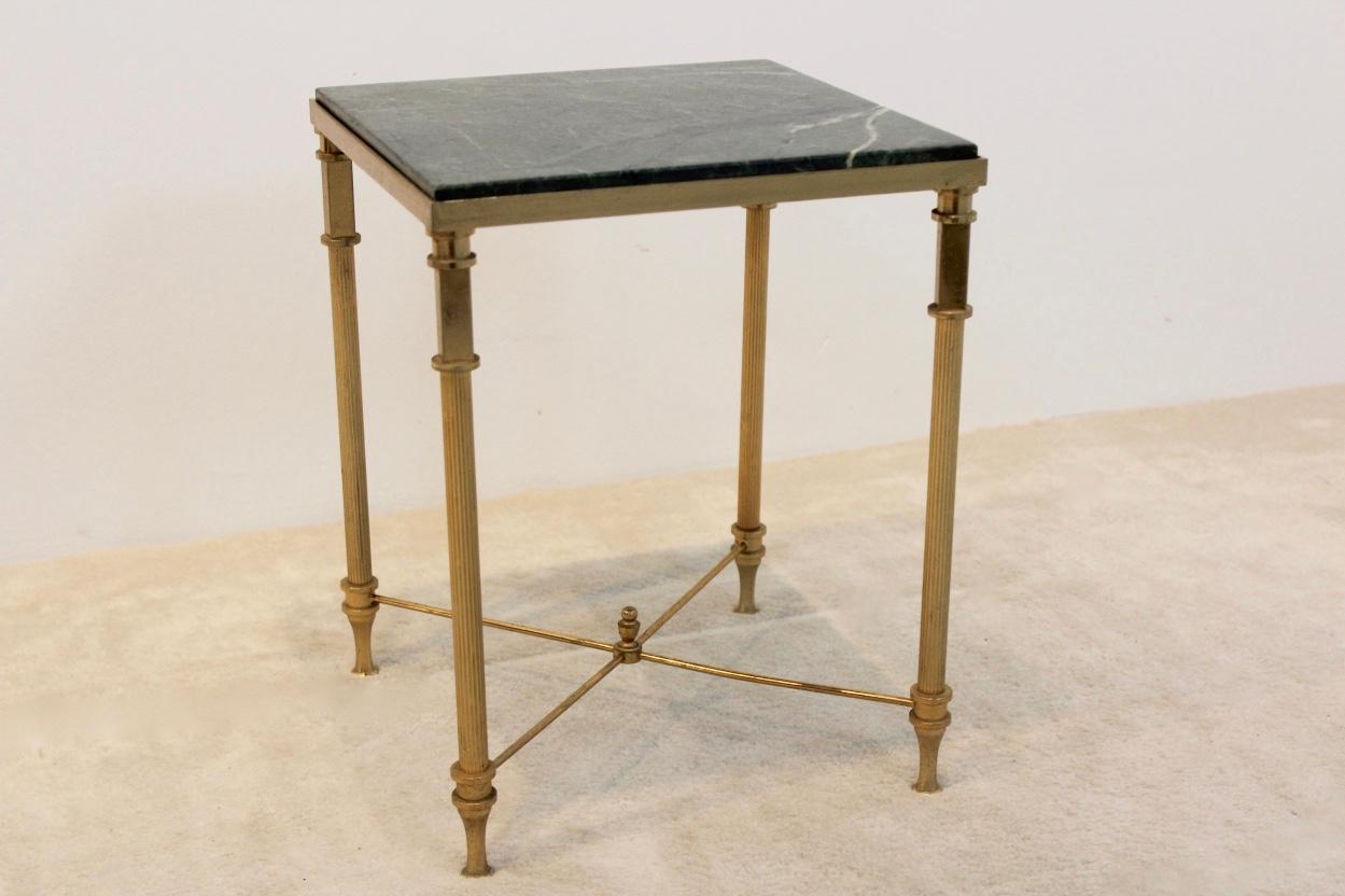 Luxurious French Marble and Brass Side Table, 1960s In Good Condition In Voorburg, NL