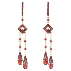 Luxuriöse geometrische Granatohrringe aus 14 Kt Roségold