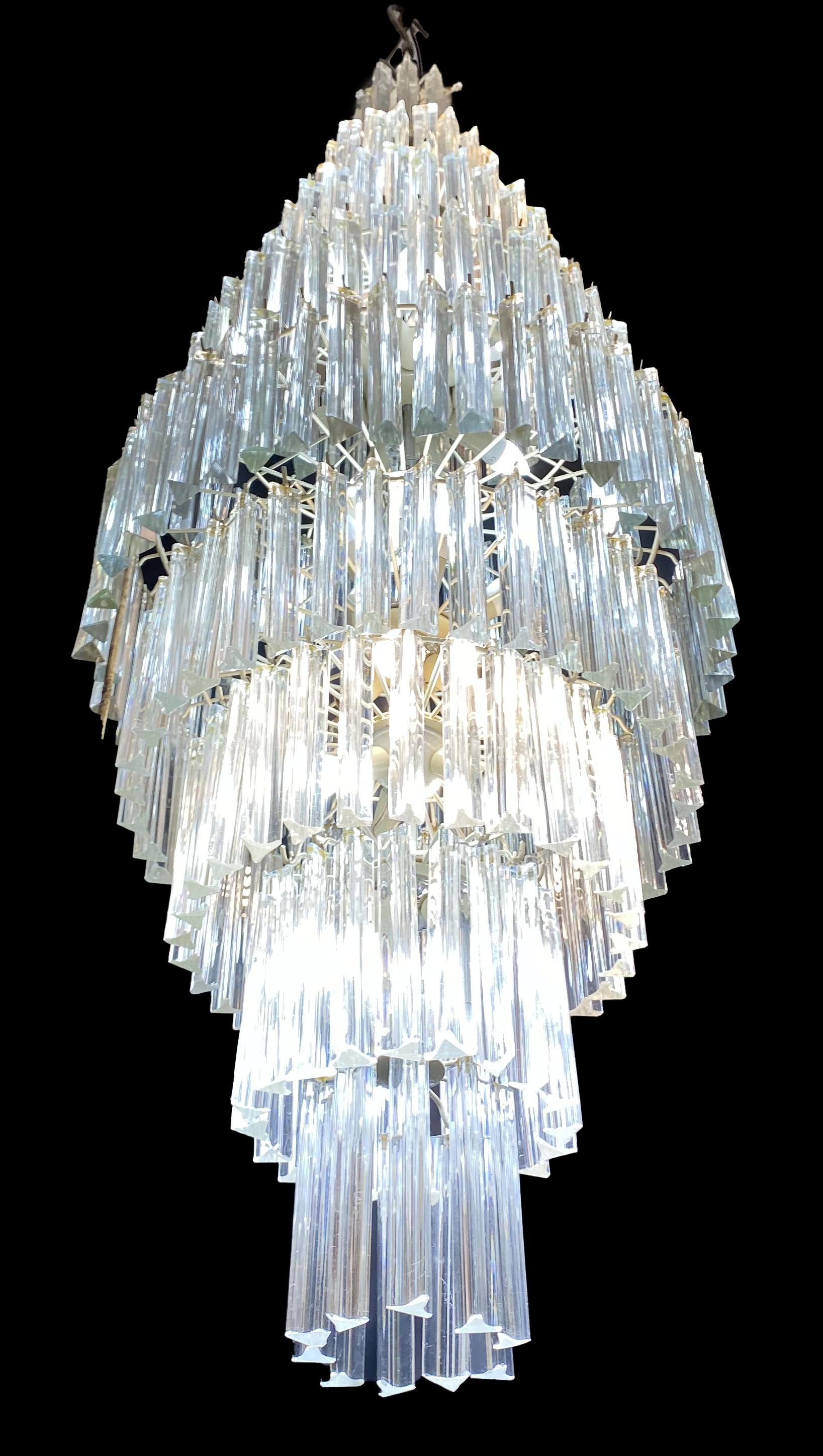 Luxurious Giant Triedri chandeliers, Murano, 1980s. 1