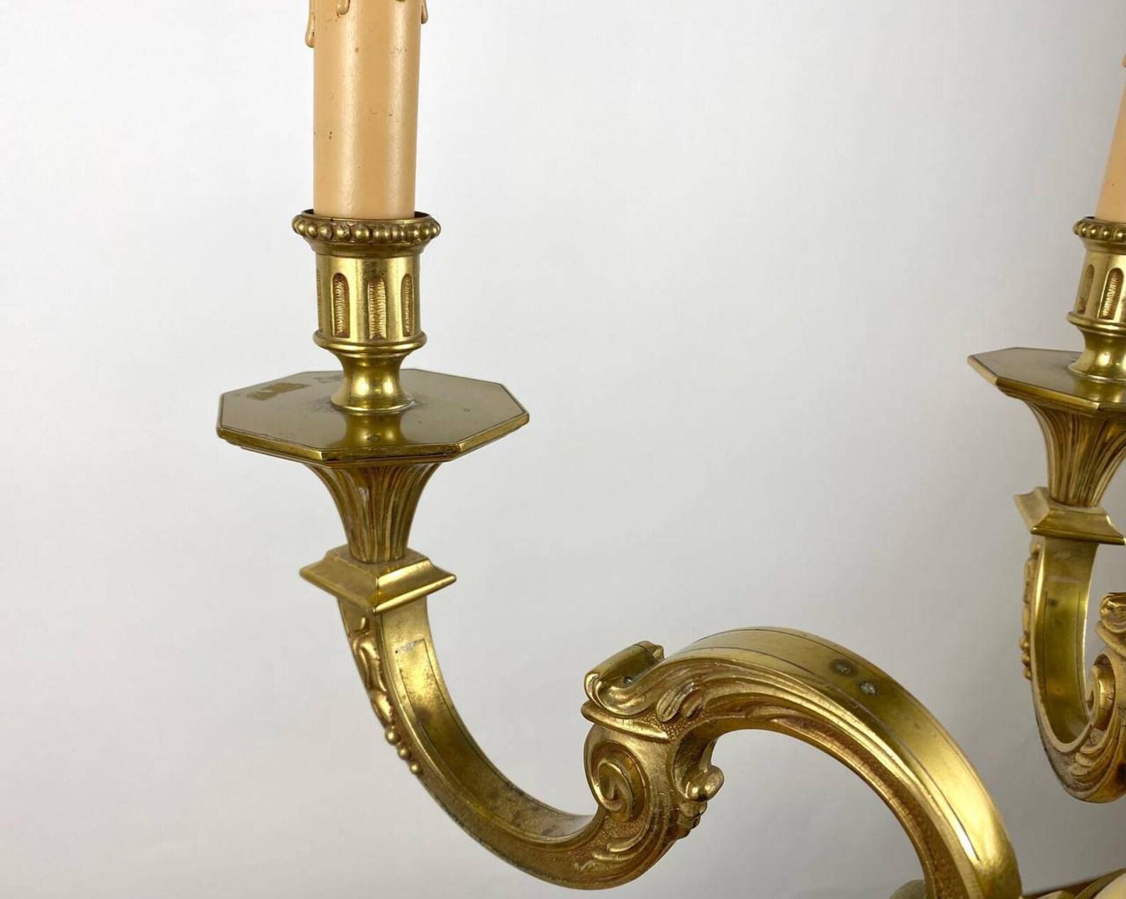 Luxurious Gilt Bronze Chandelier French Bronze Light Suspension, 1960s For Sale 5