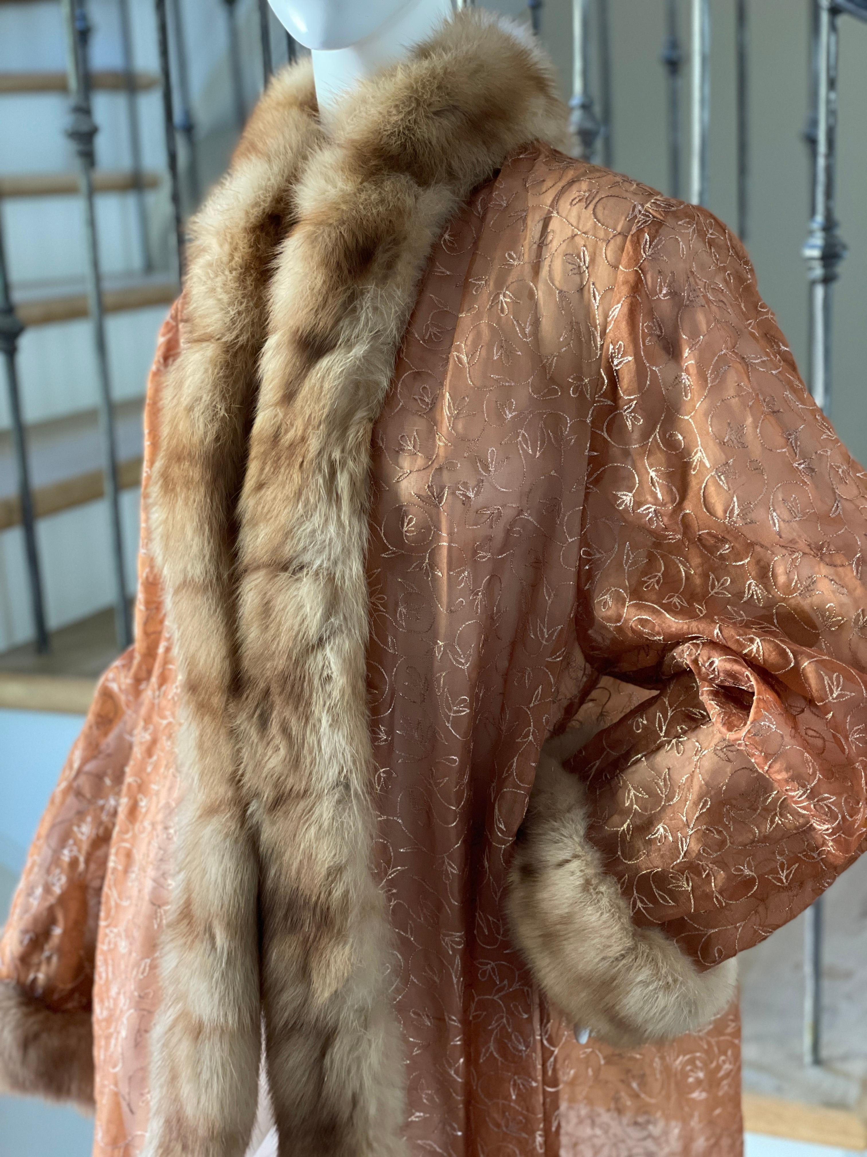 Women's or Men's Luxurious Golden Russian Sable Trim Sheer Evening Coat or Robe by Zuki For Sale