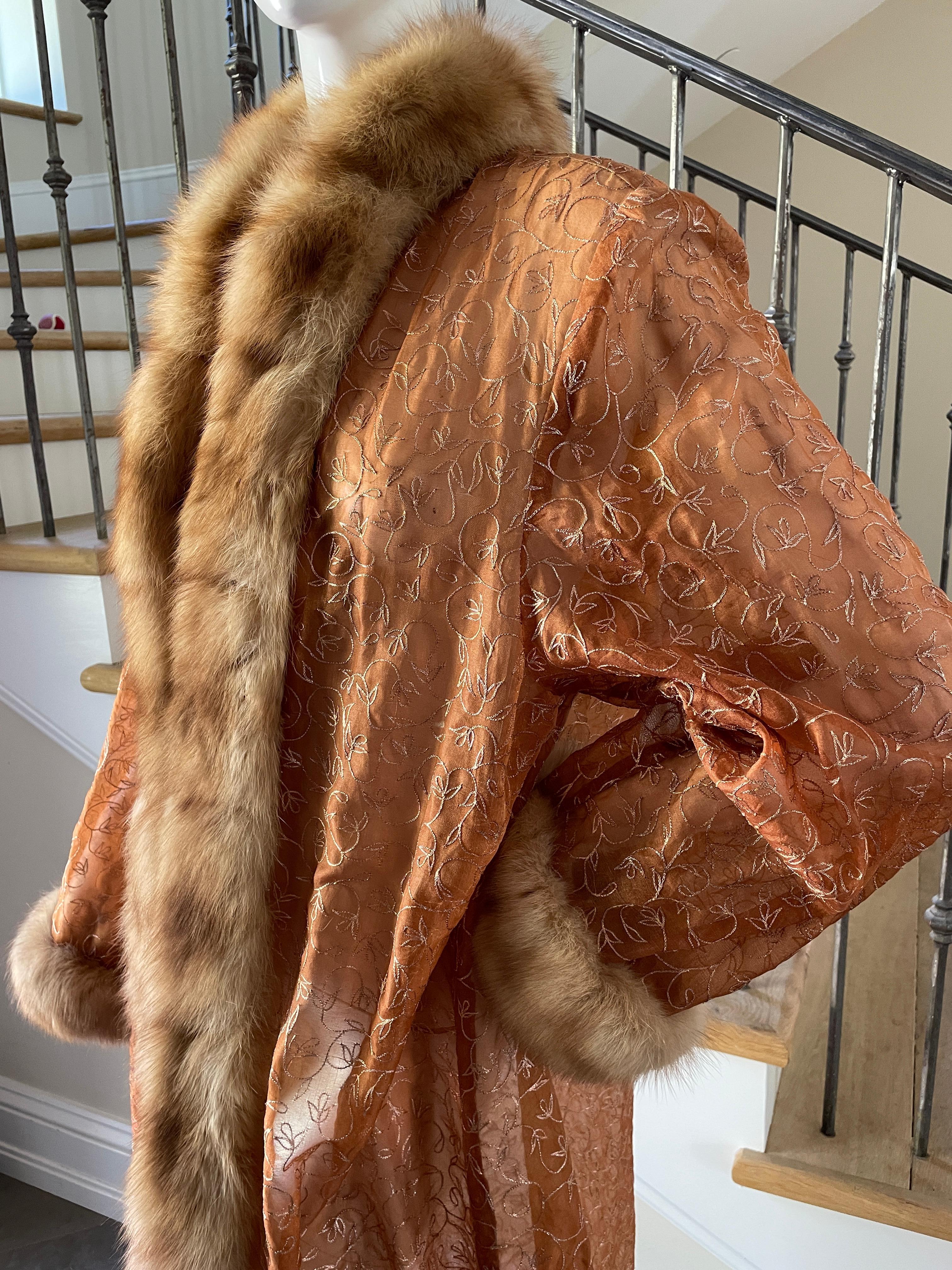 Luxurious Golden Russian Sable Trim Sheer Evening Coat or Robe by Zuki For Sale 2