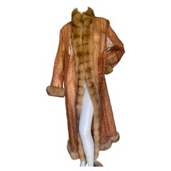 Luxurious Golden Russian Sable Trim Sheer Evening Coat or Robe by Zuki