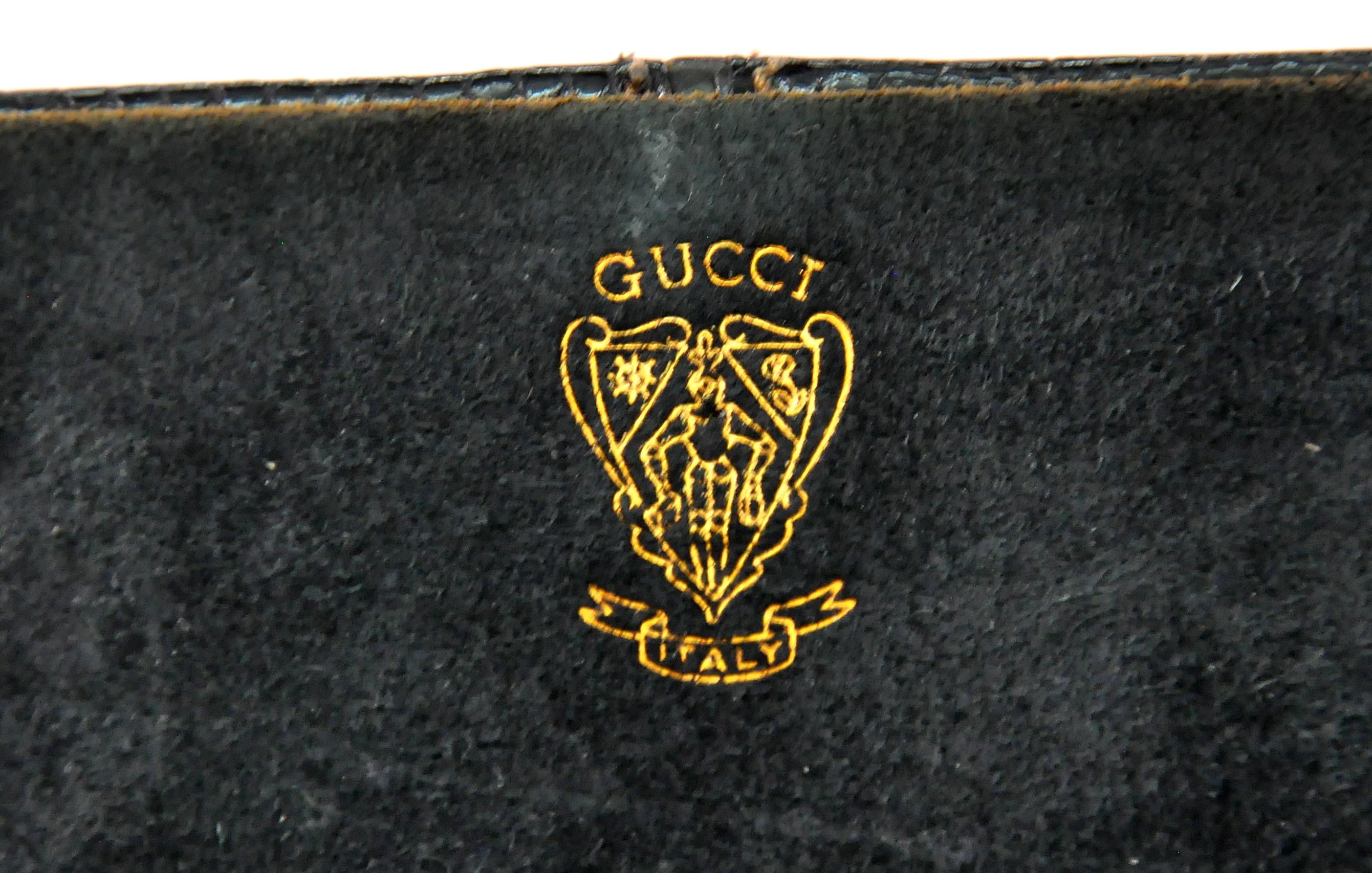 Luxurious Gucci Black Lizard Skin Horsebit Desk Set 4