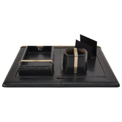 Luxurious Gucci Black Lizard Skin Horsebit Desk Set