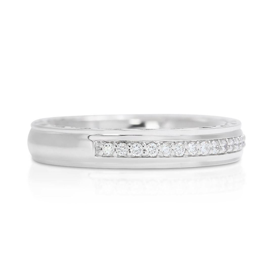 Round Cut Luxurious Half-eternity Diamond Ring in 18K White Gold For Sale
