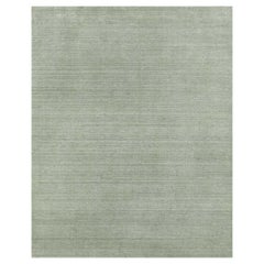 Luxueux tapis vert clair détaché à la main 9''x12''