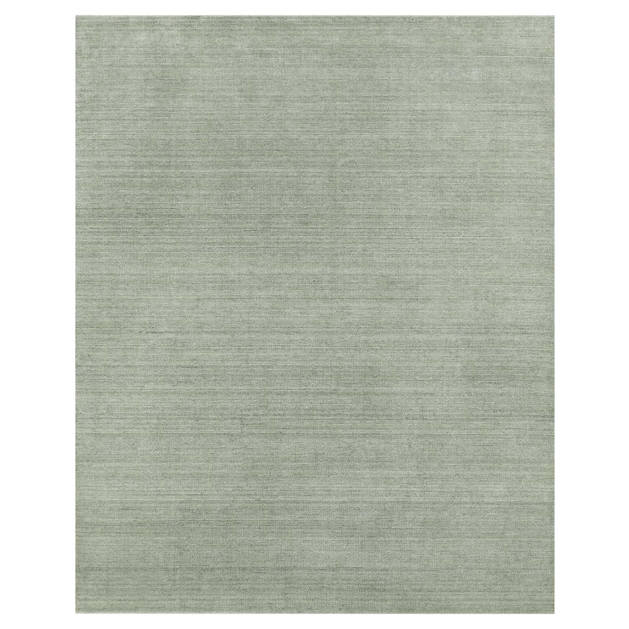 Luxueux tapis vert clair détaché à la main 10''x14''