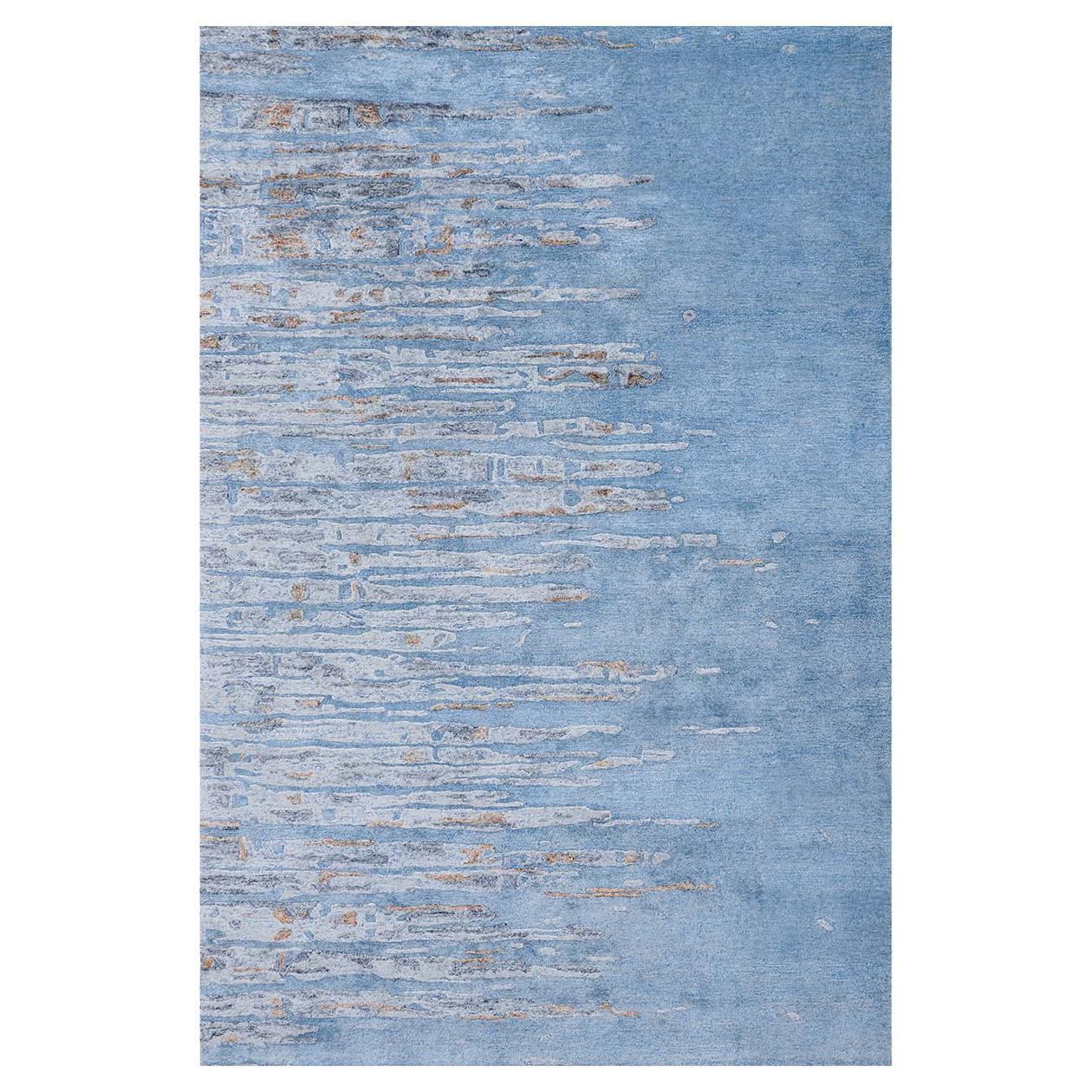 Luxurious Handcrafted Blue / Light Blue Area Rug For Sale