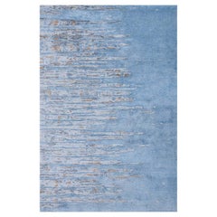 Luxueux tapis artisanal bleu/bleu clair 12''x15''