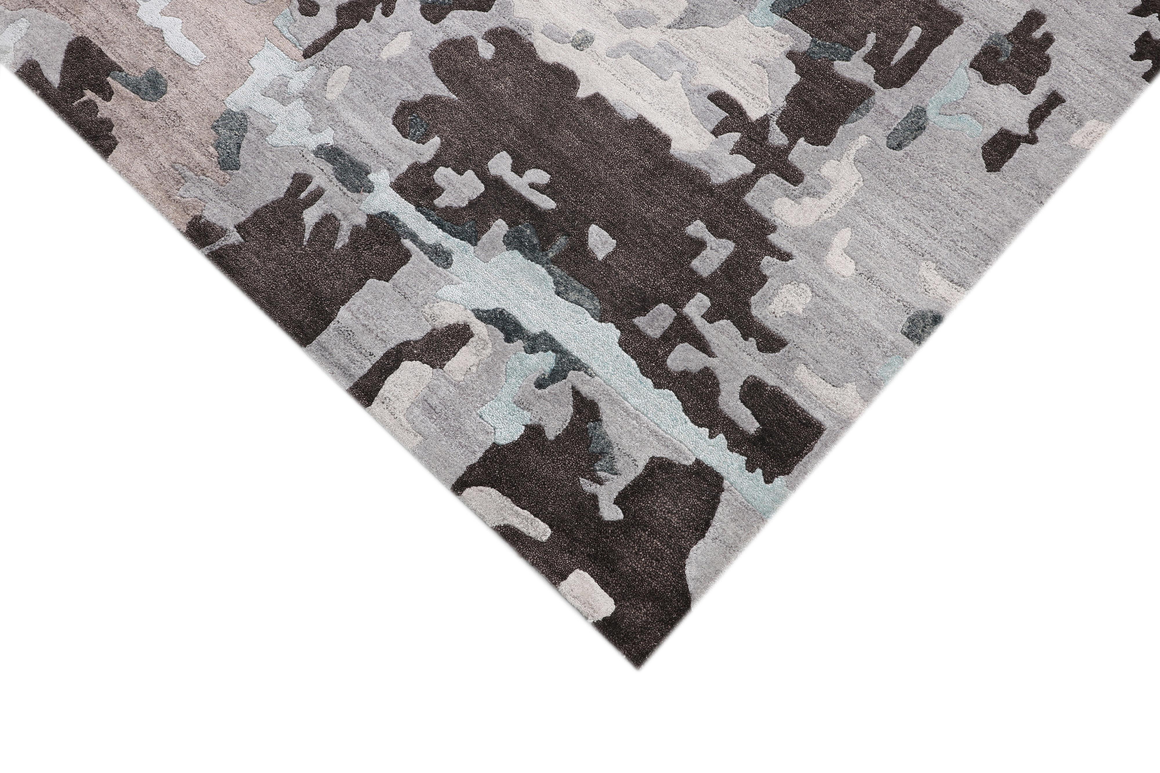 Indian Luxurious Handcrafted Dark Gray / Light Blue Runner For Sale