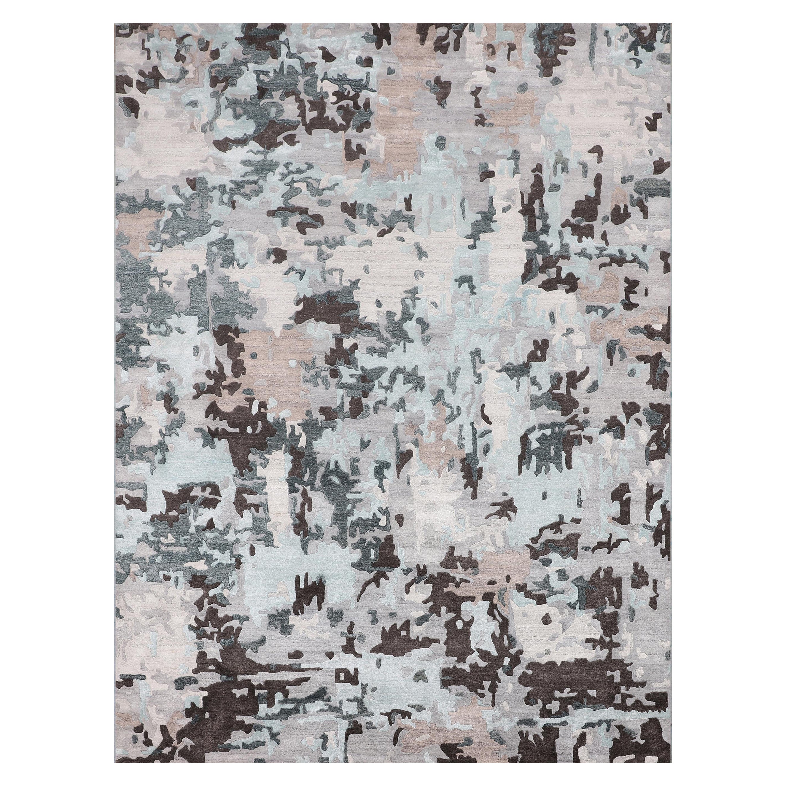 Luxurious Handcrafted Dark Gray / Light Blue Runner