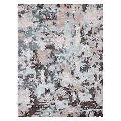 Luxurious Handcrafted Dark Gray / Light Blue Runner