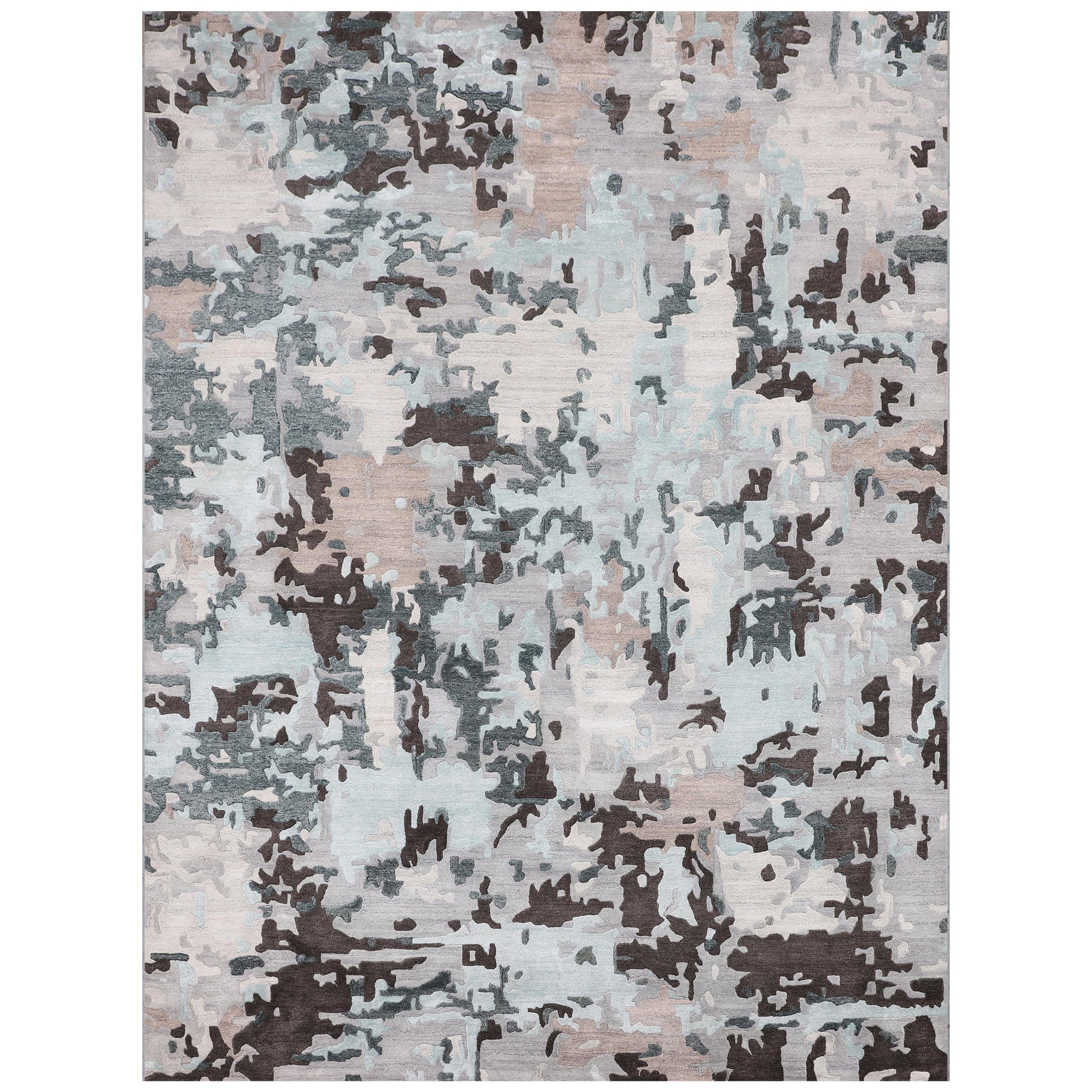 Luxurious Handcrafted Dark Gray / Light Blue Runner