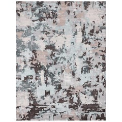 Luxurious Handcrafted Dark Gray / Light Blue Runner