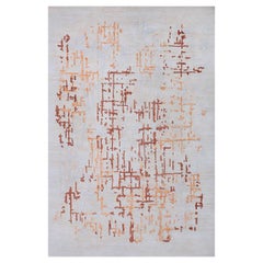 Luxueux tapis artisanal ivoire/orange 4''x6''.