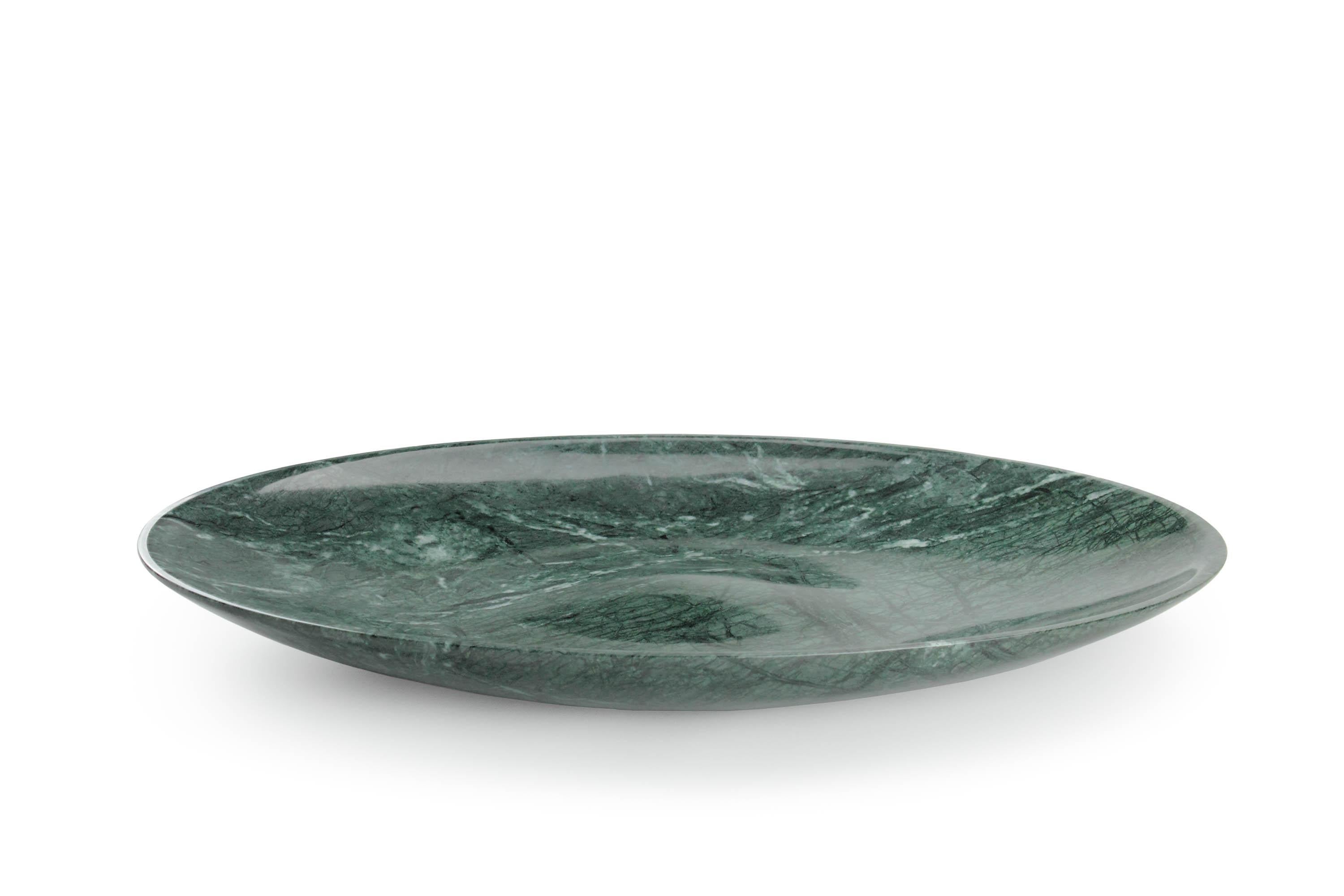 Moderne Bol de centre de table en marbre vert impérial, fabriqué à la main, Italie, design de collection en vente