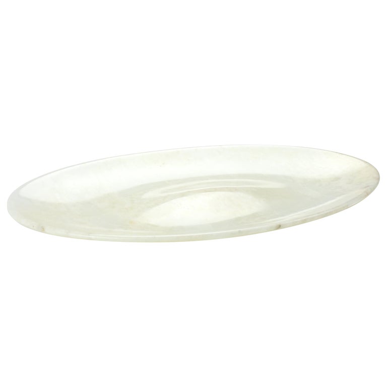 Decorative Bowl Centerpiece Vessel Sculpture White Onyx Marble Contemporary For Sale