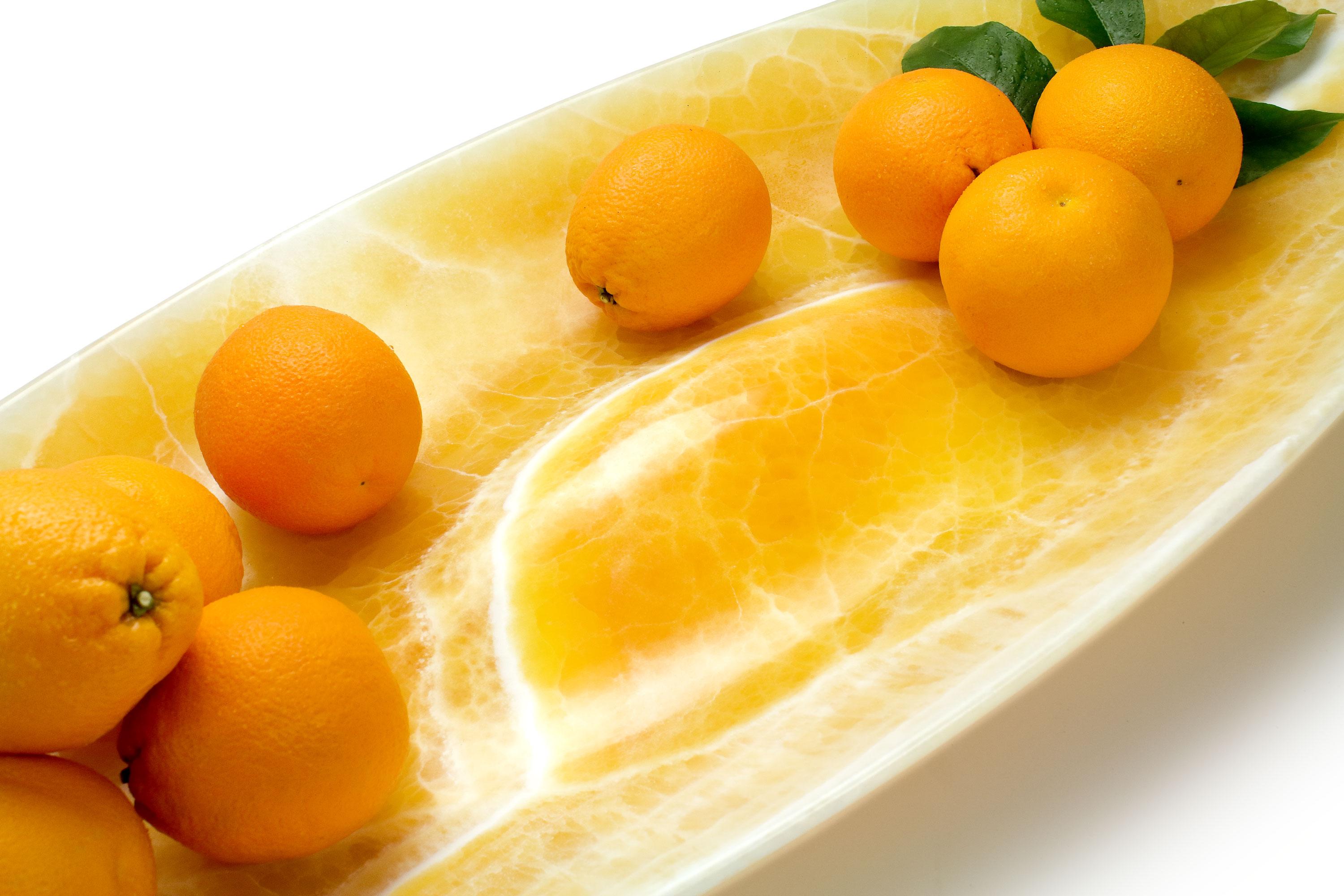 Hand-Carved Orange Onyx Bowl Centerpiece Decorative Sculpture Hand-carved Solid Marble Italy For Sale