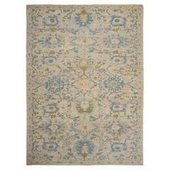 Luxurious Handmade Sultanabad Rug - Modern Design, Blue and Green Tones - 9'6'' 