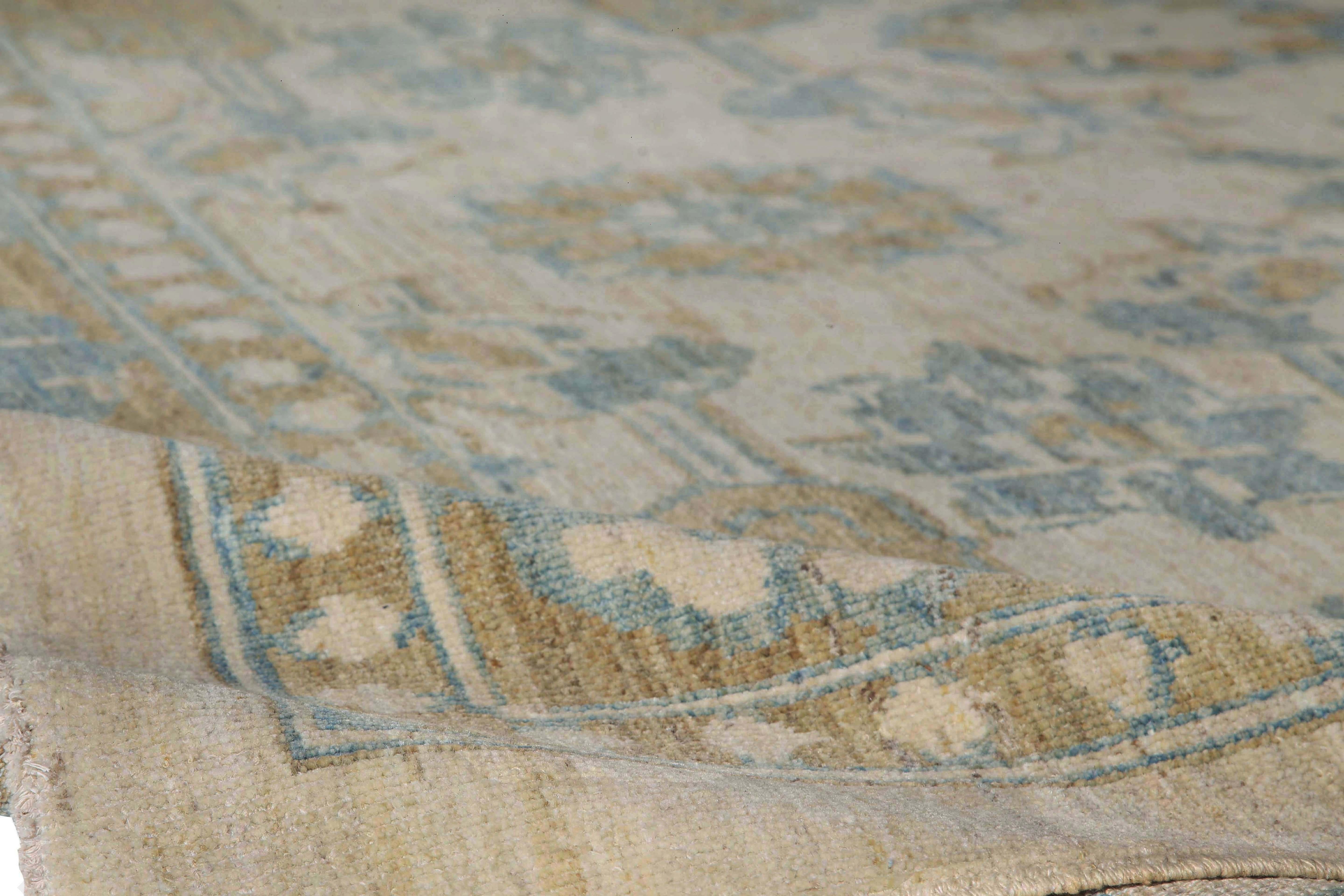 Hand-Woven Luxurious Handmade Sultanabad Rug - Transitional Design, Blue, Green, and Yellow For Sale