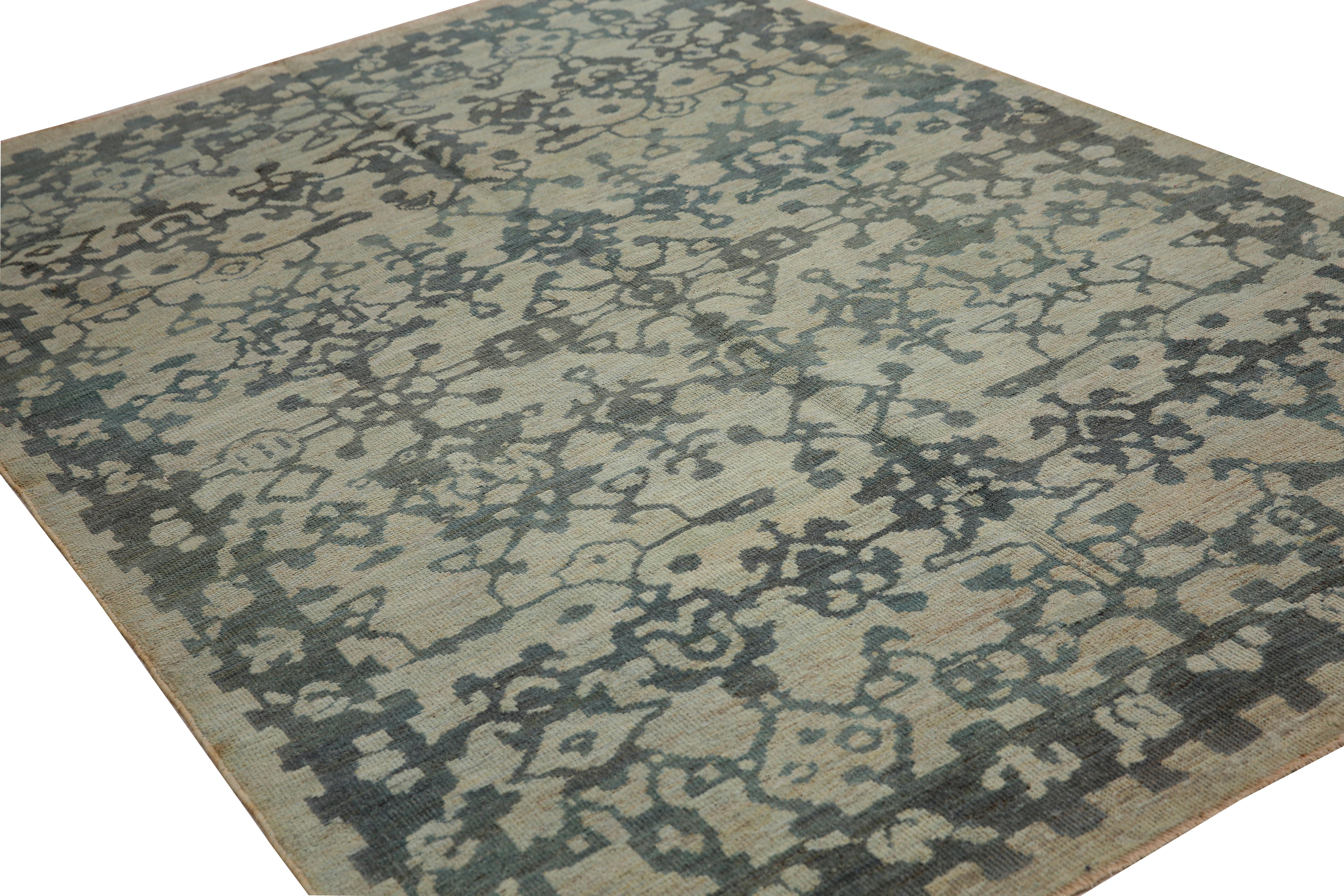 Lujosa Alfombra Sultanabad Hecha a Mano - Diseño Transicional, Tonos Azules - 5'10'' x 8 en venta 5