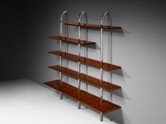 Luxurious Italian Library Wall Unit in Maple and Aluminum