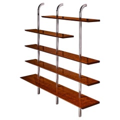 Luxurious Italian Library Wall Unit in Maple and Aluminum