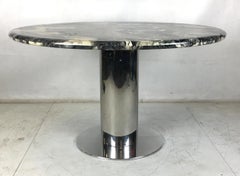 Luxurious Italian Marble-Top Chrome Table