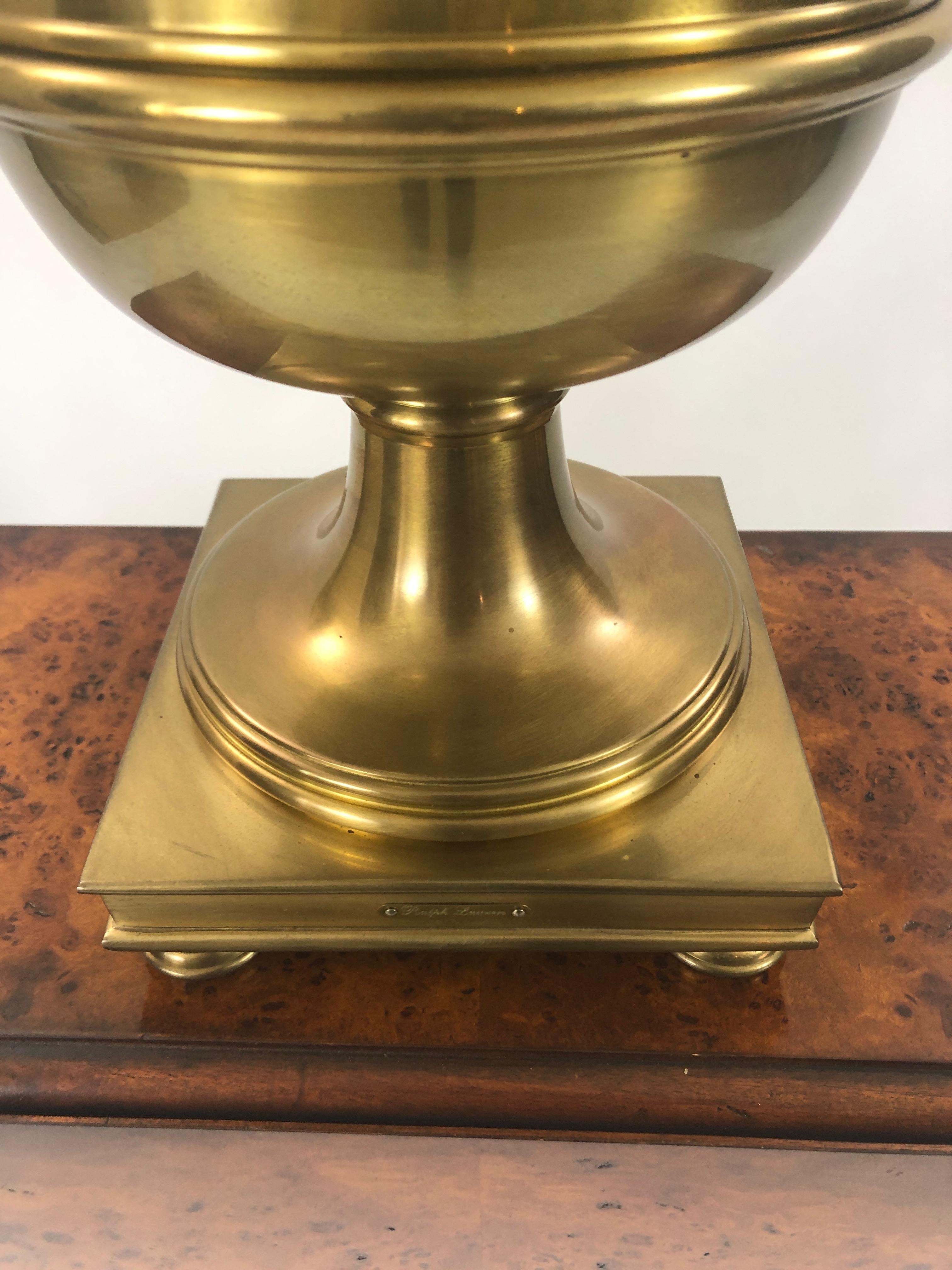 North American Luxurious Large Brass Urn Table Lamp by Ralph Lauren