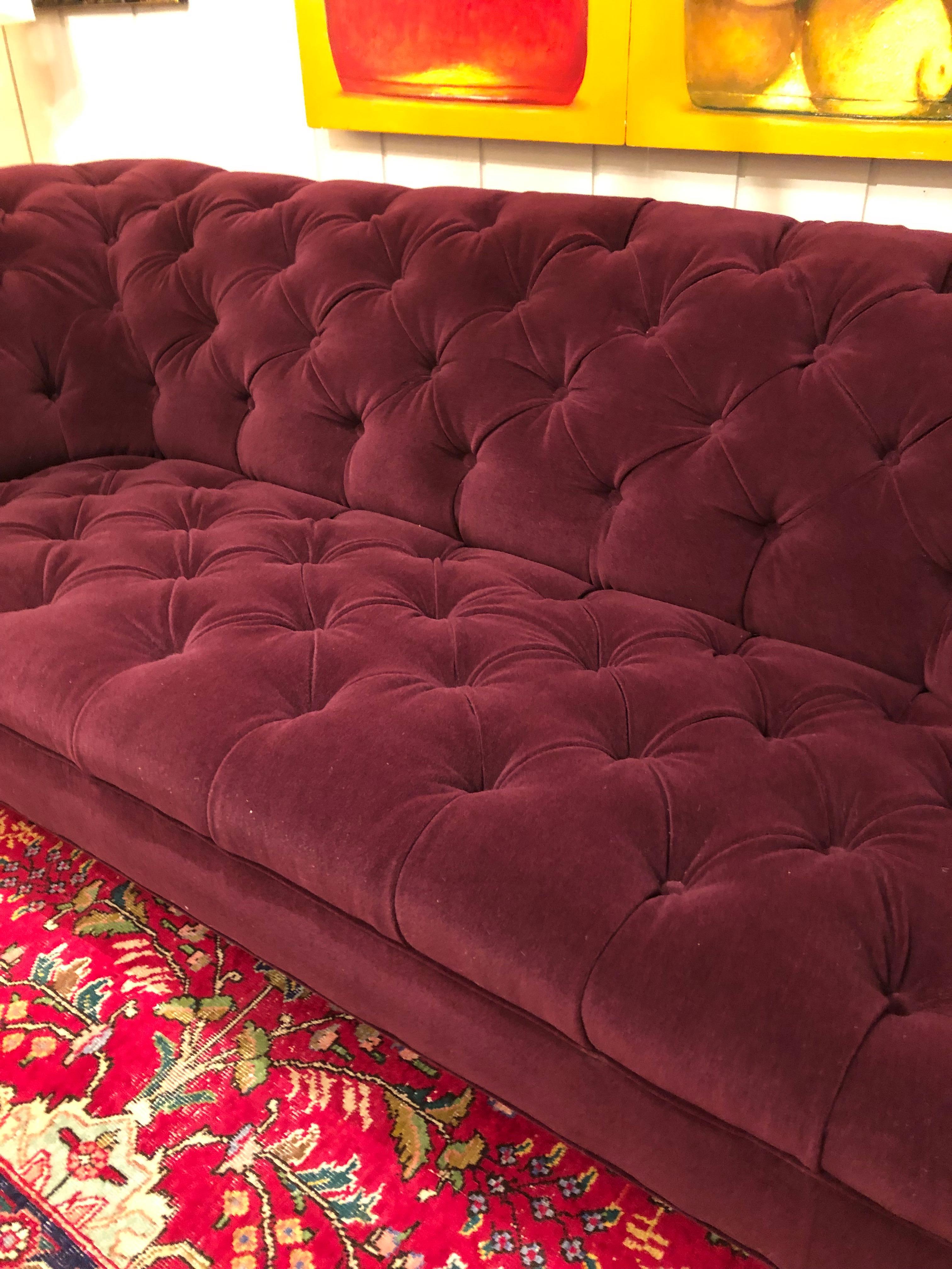 Luxurious Large George Smith Chesterfield Sofa Upholstered in Purple Mohair 4