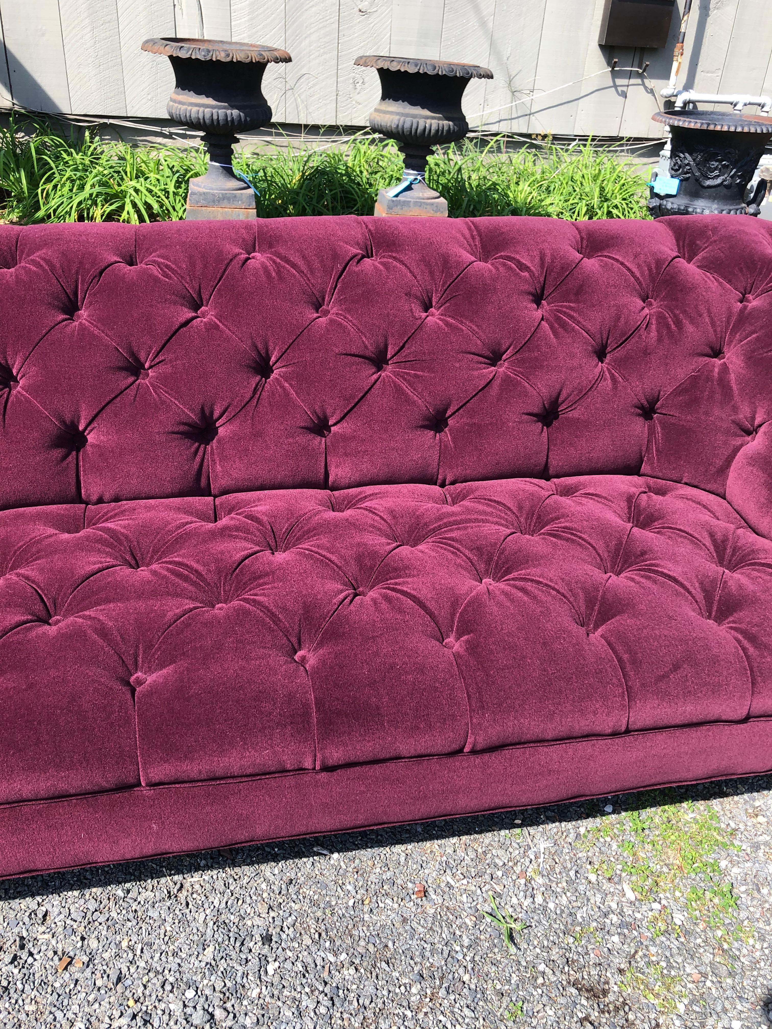Luxurious Large George Smith Chesterfield Sofa Upholstered in Purple Mohair 6