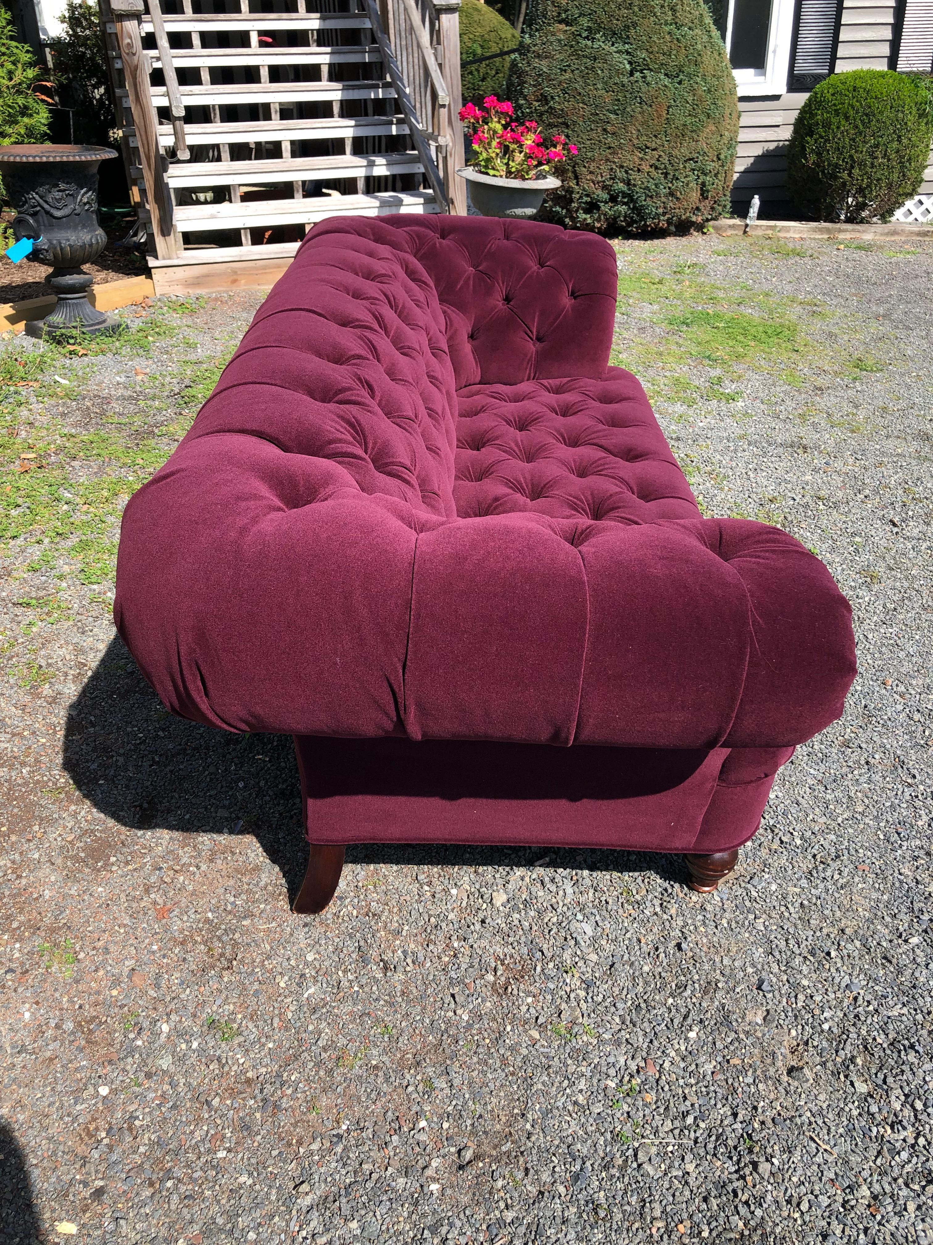 Luxurious Large George Smith Chesterfield Sofa Upholstered in Purple Mohair 8