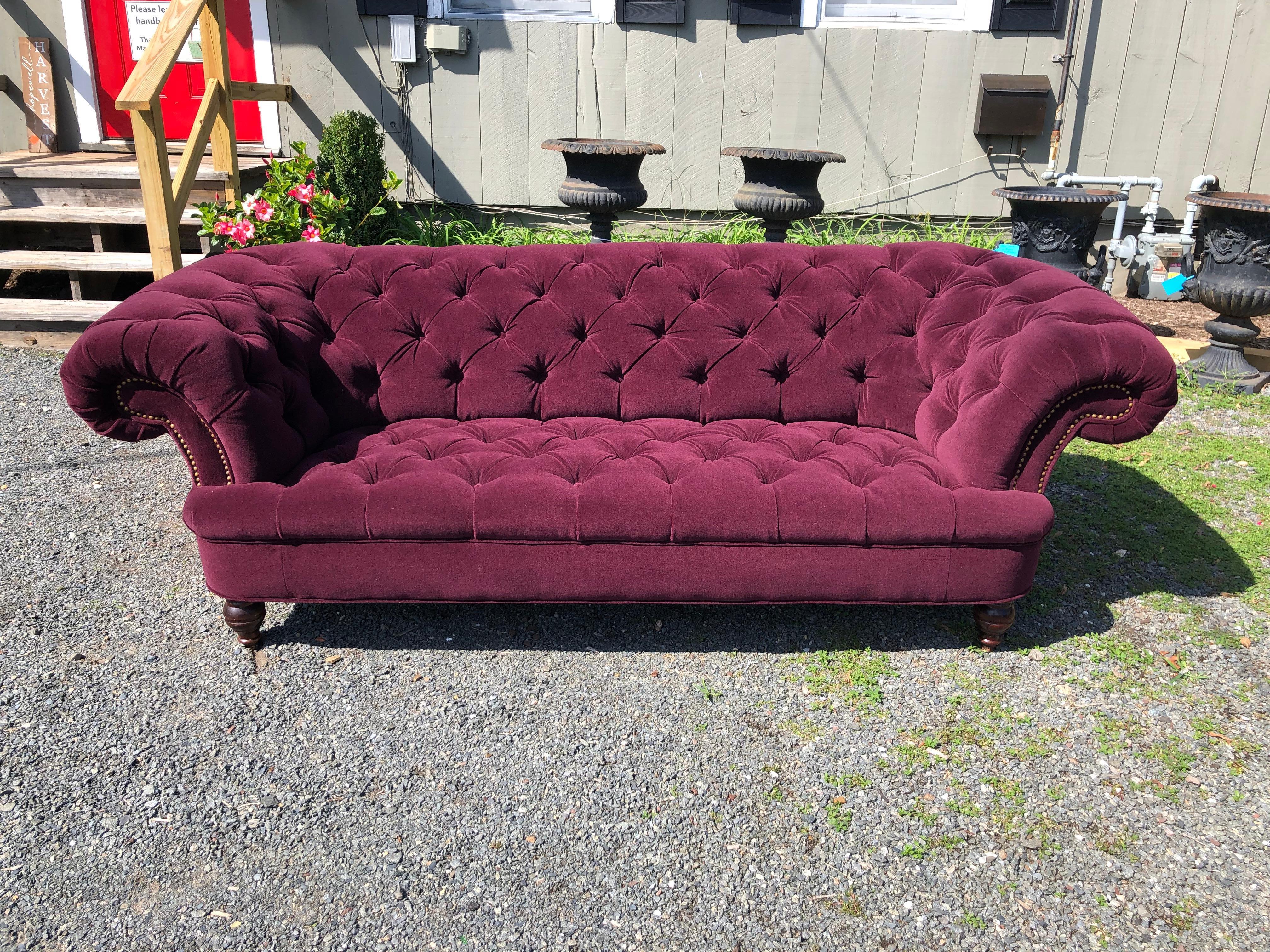 Luxurious Large George Smith Chesterfield Sofa Upholstered in Purple Mohair 9