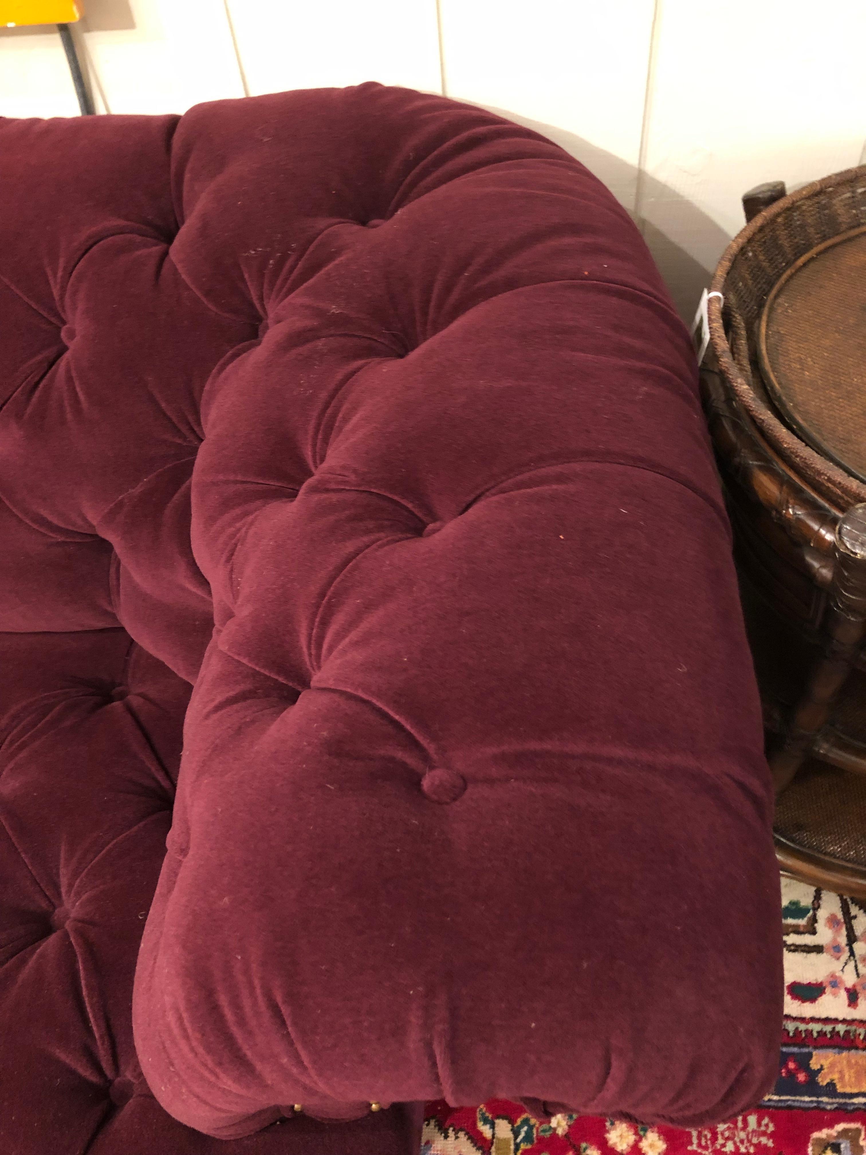 Luxurious Large George Smith Chesterfield Sofa Upholstered in Purple Mohair 1