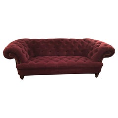 Luxurious Large George Smith Chesterfield Sofa Upholstered in Purple Mohair