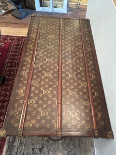 Luxurious Large Leather Wrapped Maitland Smith Trunk with Wooden Mounts