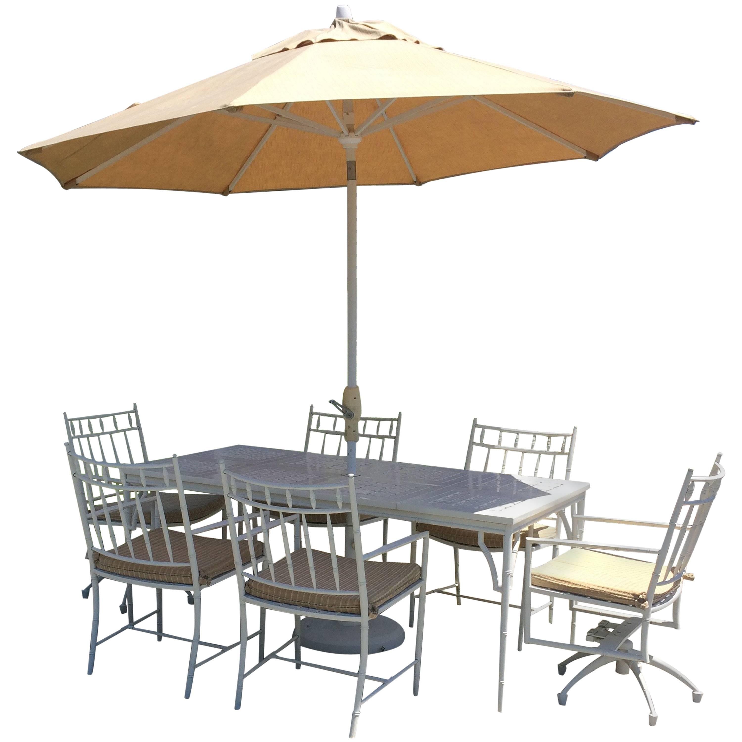 Luxurious Large Rectangular Patio Dining Table Set with Six Chairs