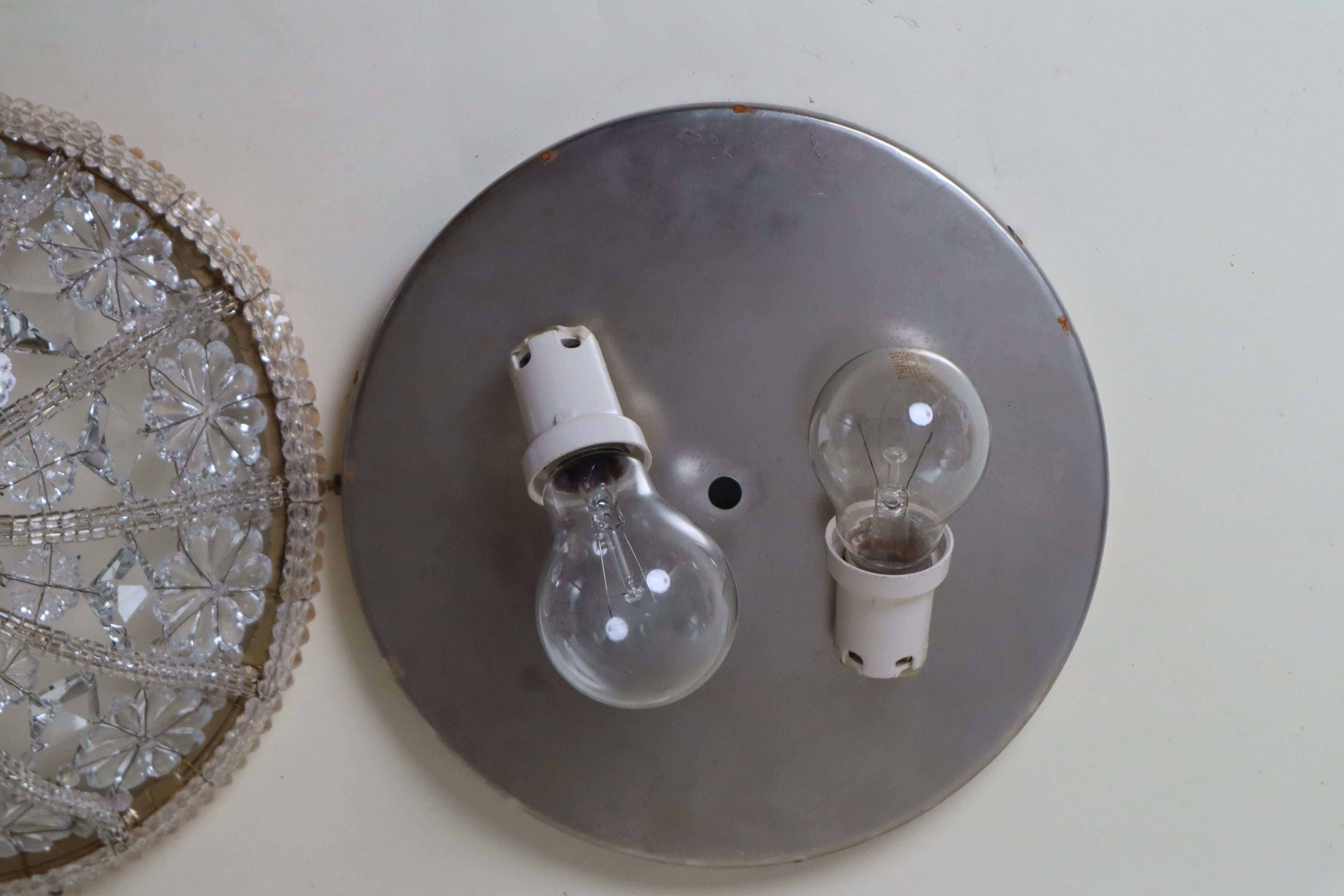 Lujoso empotrable de cristal de plomo con diseño floral estilo Hollywood Regency Italiano en venta