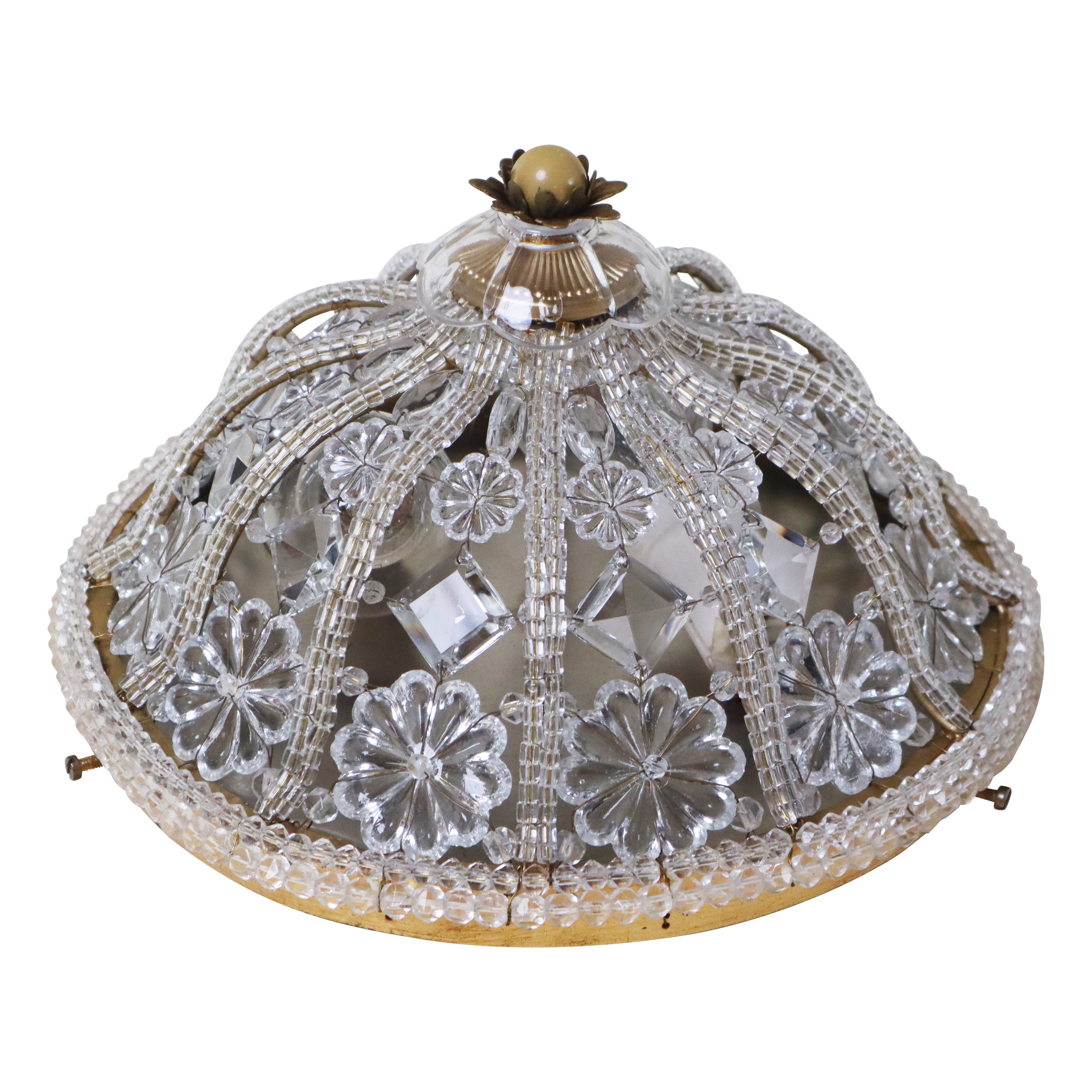 Lujoso empotrable de cristal de plomo con diseño floral estilo Hollywood Regency en venta