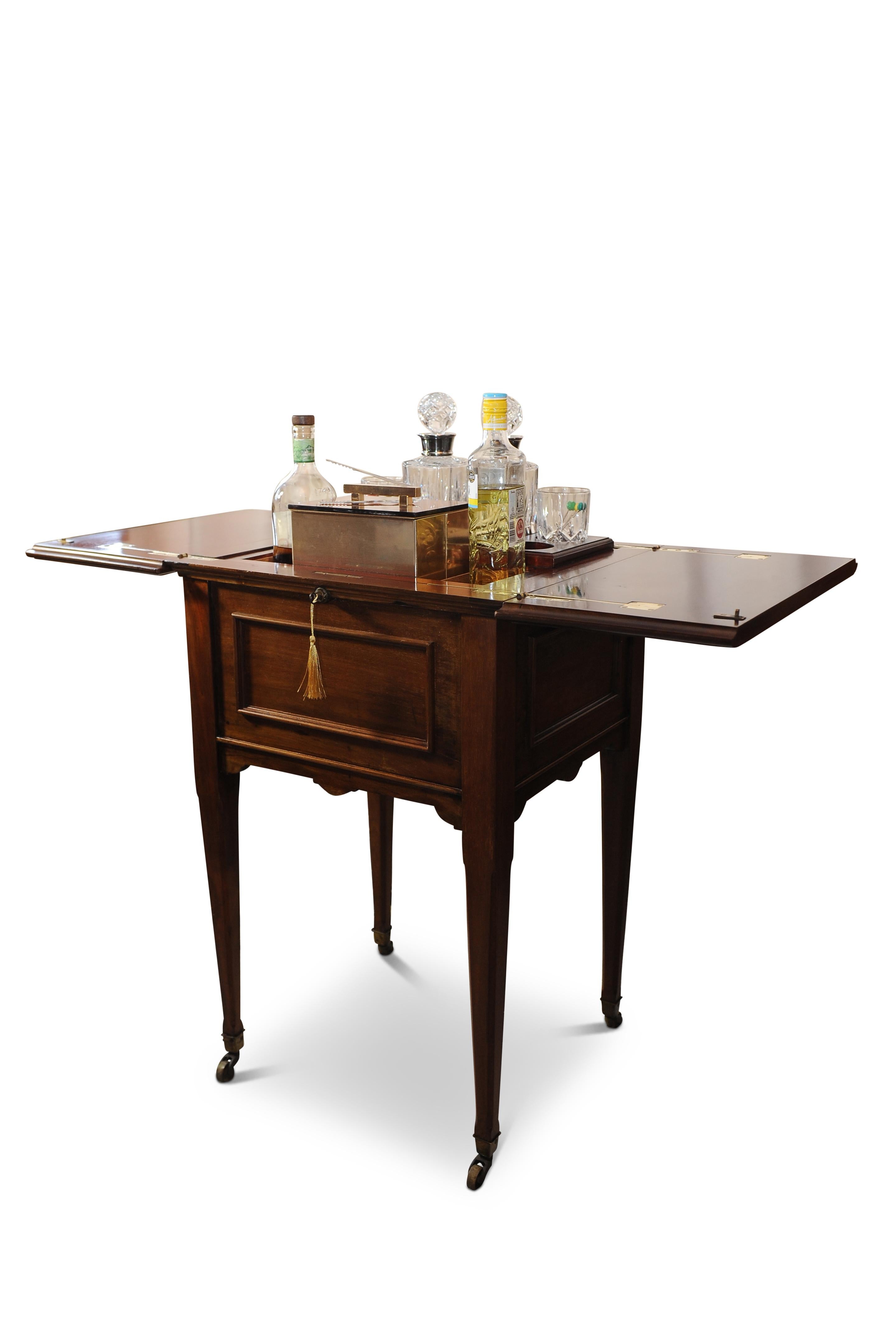 Edwardian Luxurious London Made 1920s Pop Up Dry Bar Drinks Cabinet With Decanters